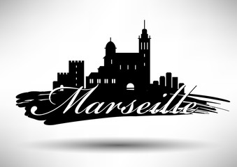 Vector Graphic Design of Marseille City Skyline