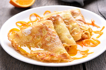 Crepes Suzette, close up view