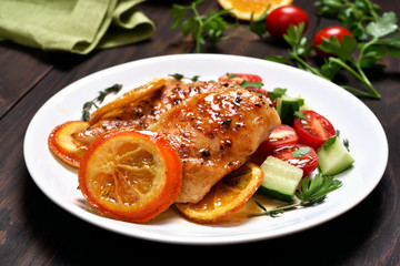 Chicken breast with orange sauce