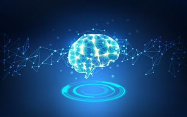 graphic of a brain in technological look; abstract technological health care; 3D body part of human