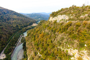Skypark, Sochi, Russia - panoramic views of the gorge with the w