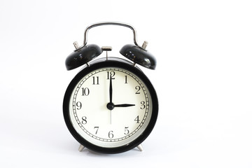 Alarm clock setting at 3 AM or PM isolated on white background