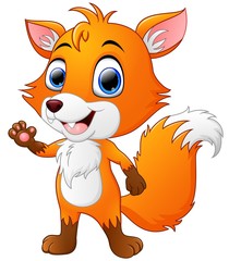 Cartoon fox waving hand