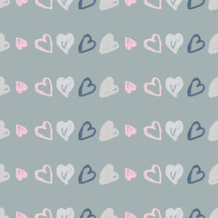 Doodle seamless pattern with hearts
