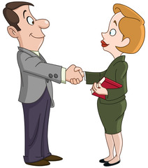Fototapeta premium Business man and woman shaking hands