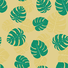 Fototapeta na wymiar Seamless pattern with hand-drawn tropical monstera