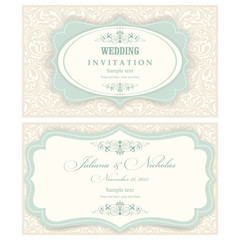 Set of 2 Wedding Invitation card Baroque