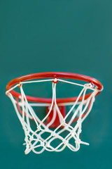 Basketball basket on children's playground in the yard of house.