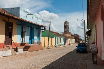 Fototapeta na wymiar Street houses in residential area in Trinidad, Cuba