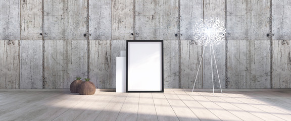 Modern bright interior . 3D render