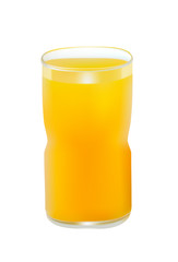 Full glass of orange juice on white background