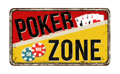 Poker zone vintage metal sign