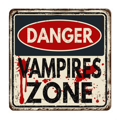 Danger vampires zone vintage metal sign - obrazy, fototapety, plakaty