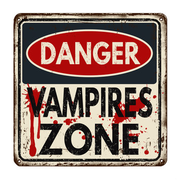 Danger vampires zone vintage metal sign