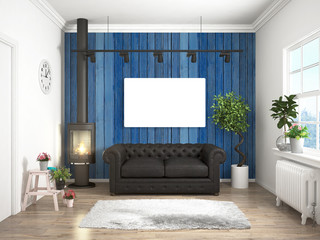 Modern bright interior . 3D rendering