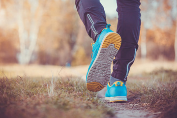 Closeup of runner's sneakers