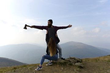 Couple on mountain top
