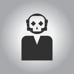 Black and white Vector illustration in flat design Halloween icon Face mask skull