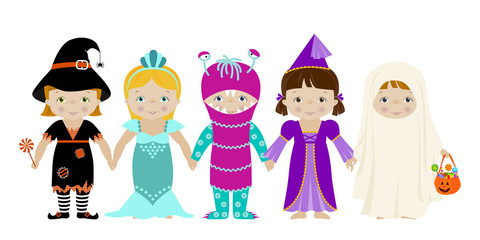 Group of girls in halloween costumes