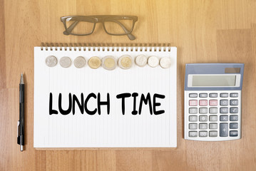 LUNCH TIME time for lunch words ,BUSINESSMAN WORKING AND LUNCH T