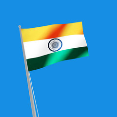 India flag on blue background. 3d illustration