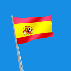 Spain flag on blue background. 3d illustration