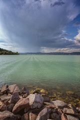 View of lake Balaton from Hungary, before a heavy