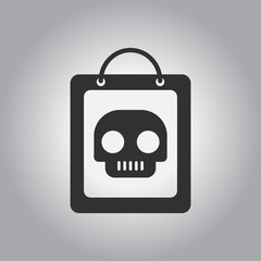 Vector illustration in flat design Halloween icon skull on shopping bag