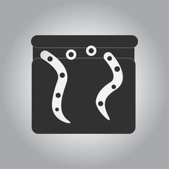 Vector illustration in flat design Halloween icon spooky monster comes out of the box