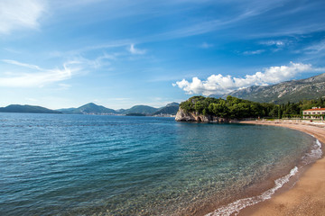 views of the Royal beach near Sveti Stefan in Montenegro 