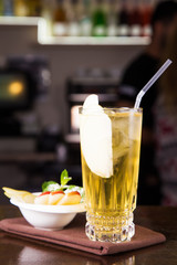 cocktail with pear and mint