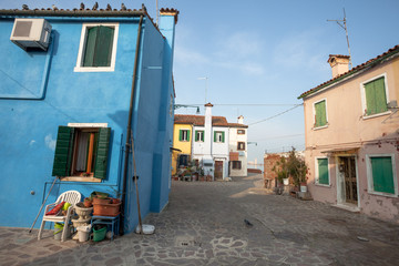 Fototapeta na wymiar Panorama from a secondary street in burano Island, Venice