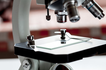 Fototapeta na wymiar close up macro microscope in the laboratory