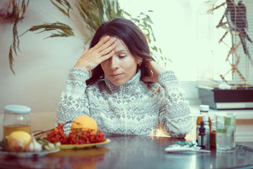 Girl chooses between pills and fruits