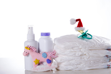 concept first Christmas New Year baby