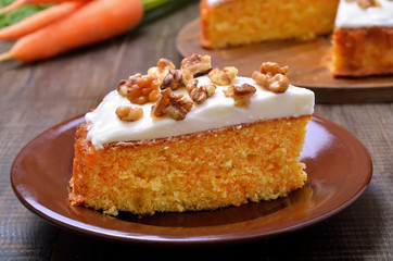 Appetizing piece of carrot cake