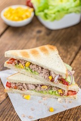 Fresh made Tuna Sandwiches (selective focus)