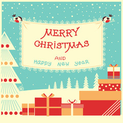 Merry christmas and new year background with text and holiday pr