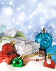 image of Christmas decorations closeup