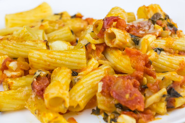 Baked pasta with cheese and sauce