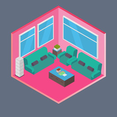 Vector isometric house room