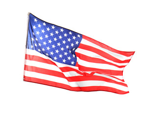 Obraz premium Ruffled American flag isolated on white