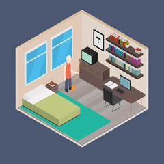 Vector isometric house room