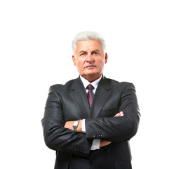 Portrait of successful mature businessman isolated on white