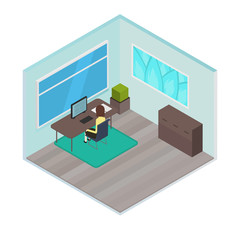 Vector isometric house room