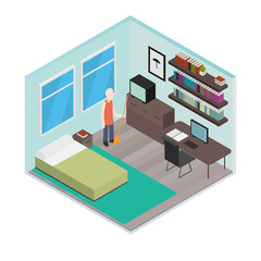 Vector isometric house room