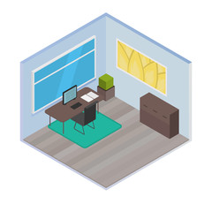 Vector isometric house room