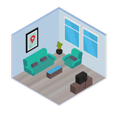Fototapeta premium Vector isometric house room
