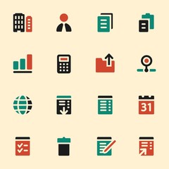 Office web icons set. Mobile screen symbols.