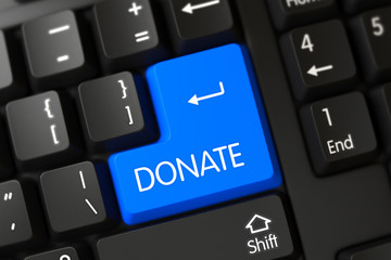 Donate - Black Button. 3D.